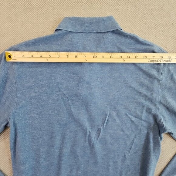 Polo by Ralph Lauren Two Button Henley Men's Size Medium Heathered Blue LS EUC - Picture 15 of 16